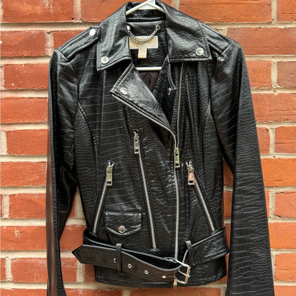 Michaels Black Textured Leather Jacket